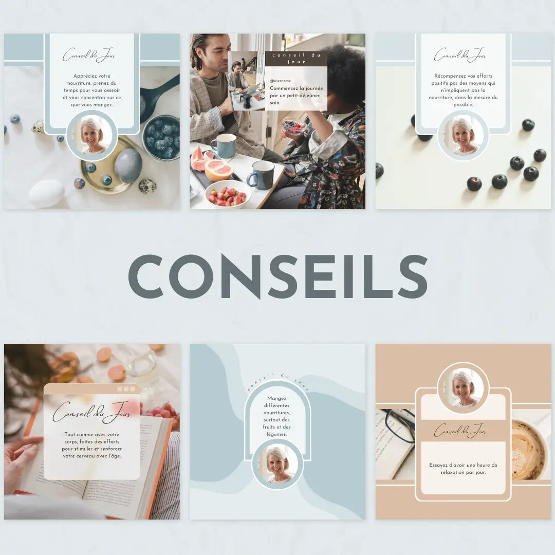 Visuels santé pour Instagram – citations, conseils et promotions bien-être