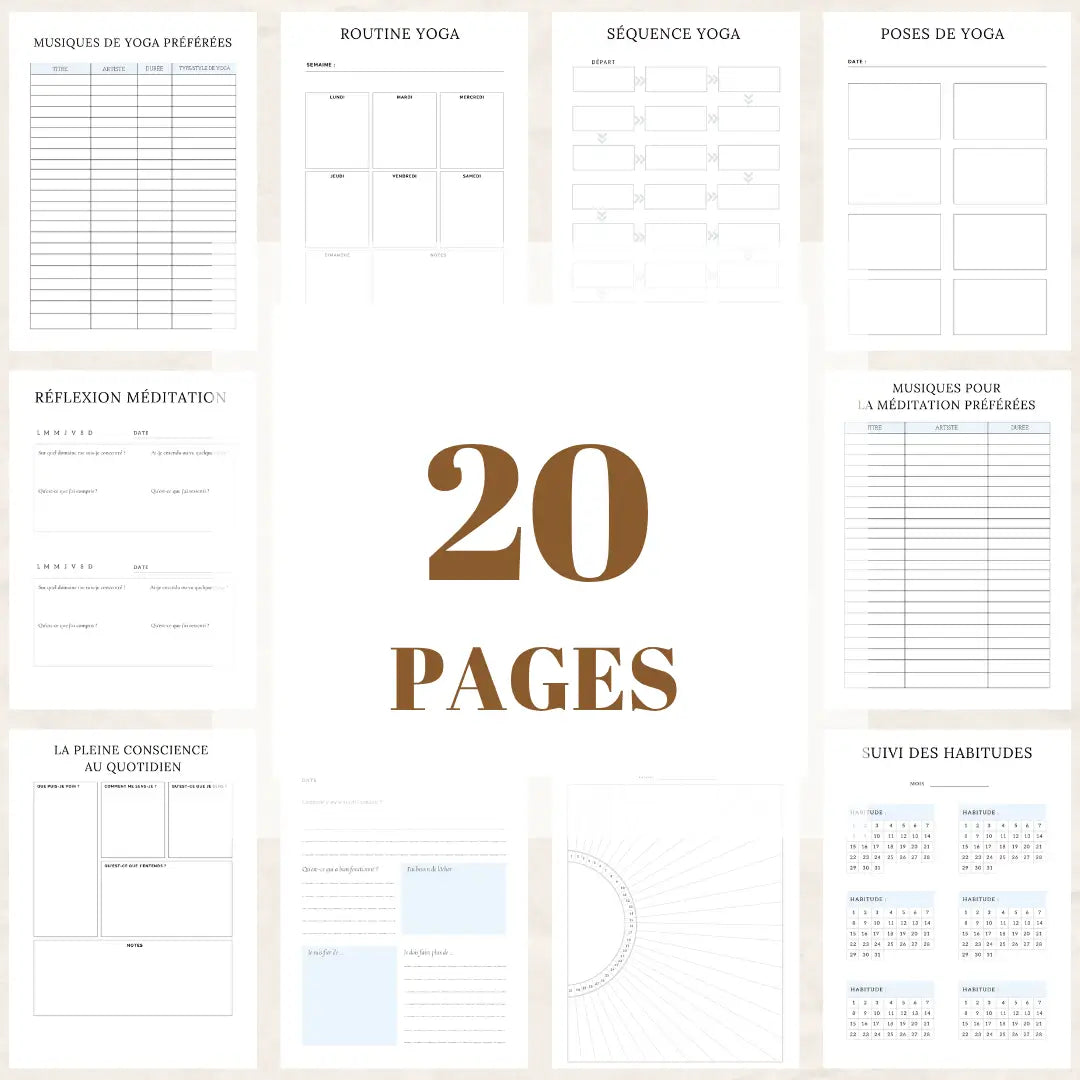 Planner yoga quotidien – publication en français pour pratique consciente