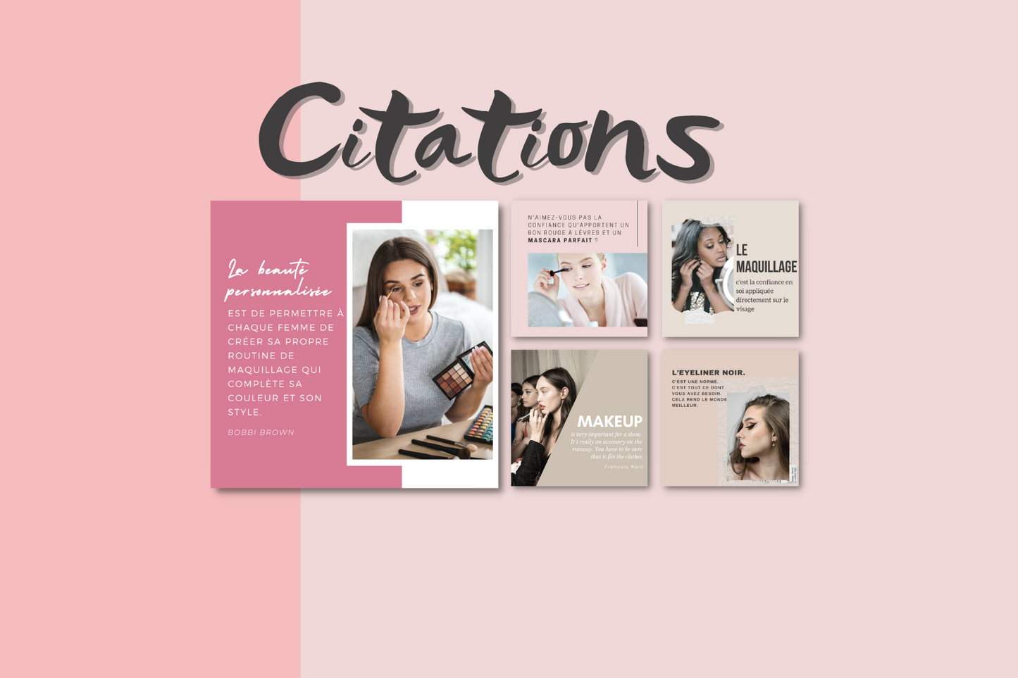 Templates maquillage pour marques et influenceuses – visuels personnalisables