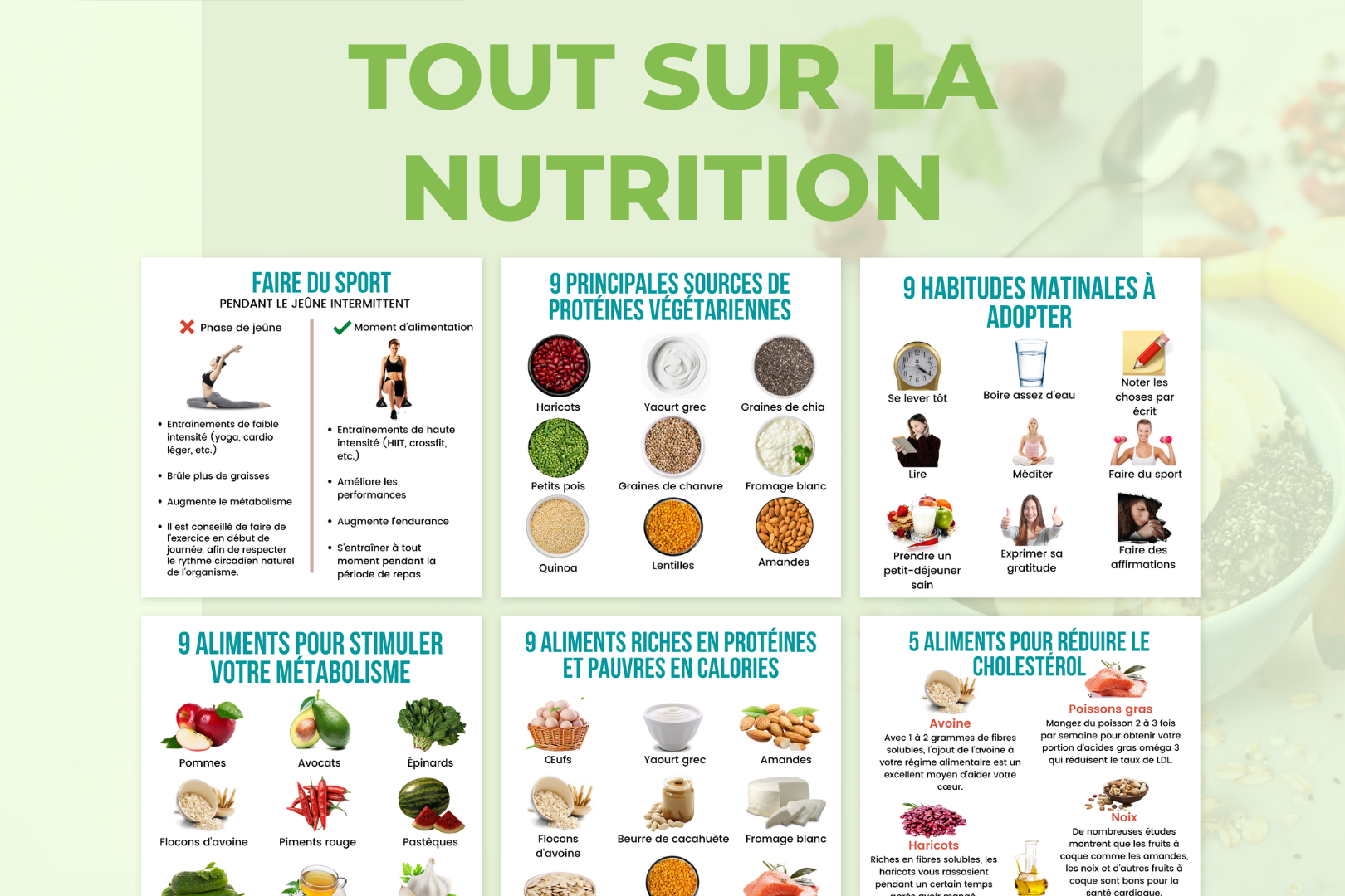 Pack visuel nutrition – publication francophone modifiable dans Canva