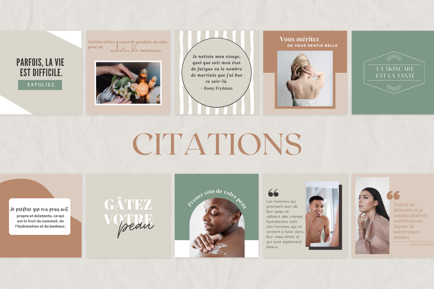 Templates skincare professionnels – publication pour esthéticiennes et marques