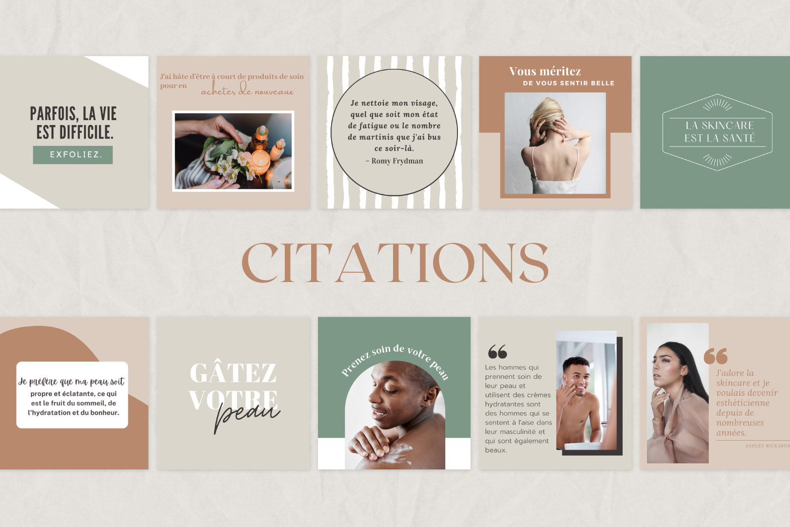 Templates skincare professionnels – publication pour esthéticiennes et marques