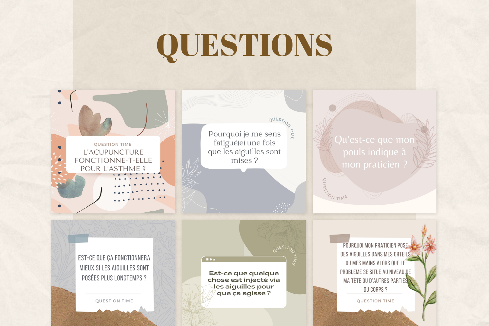 Canva templates acupuncture – contenu éducatif et esthétique modifiable