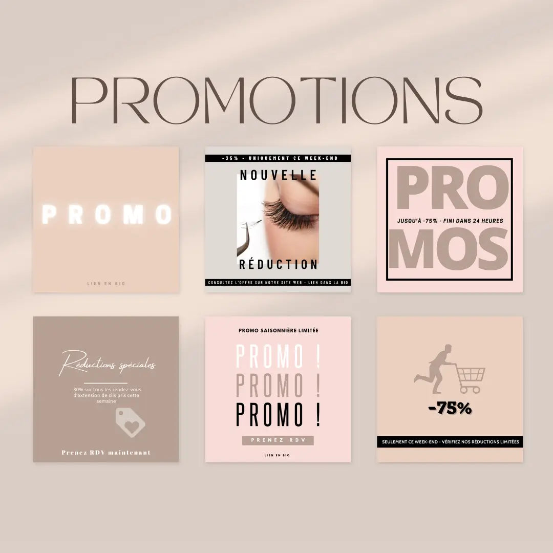 Templates cils promotionnels – contenu visuel pour professionnels de la beauté