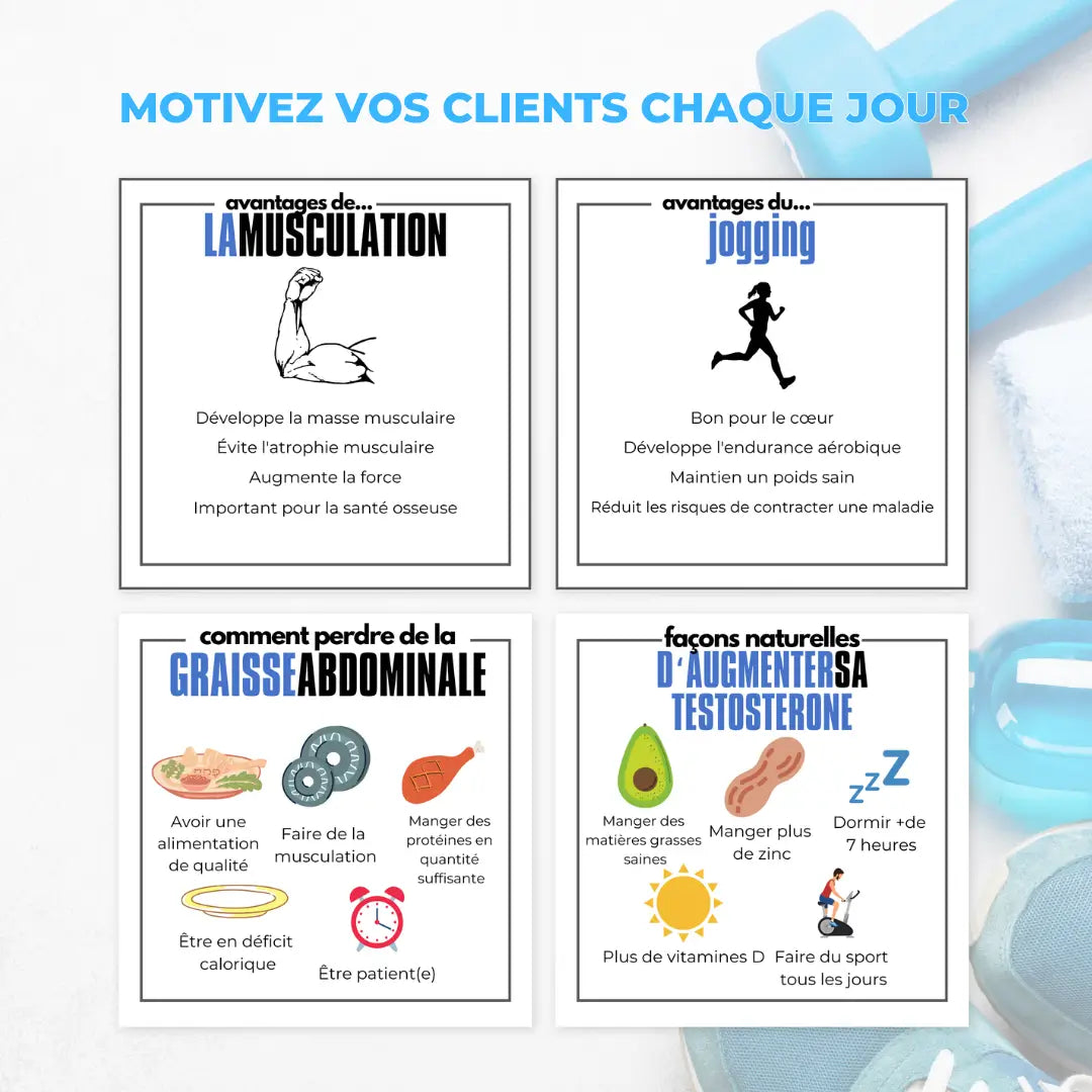 Templates Canva fitness – visuels éducatifs pour Facebook, Pinterest et plus