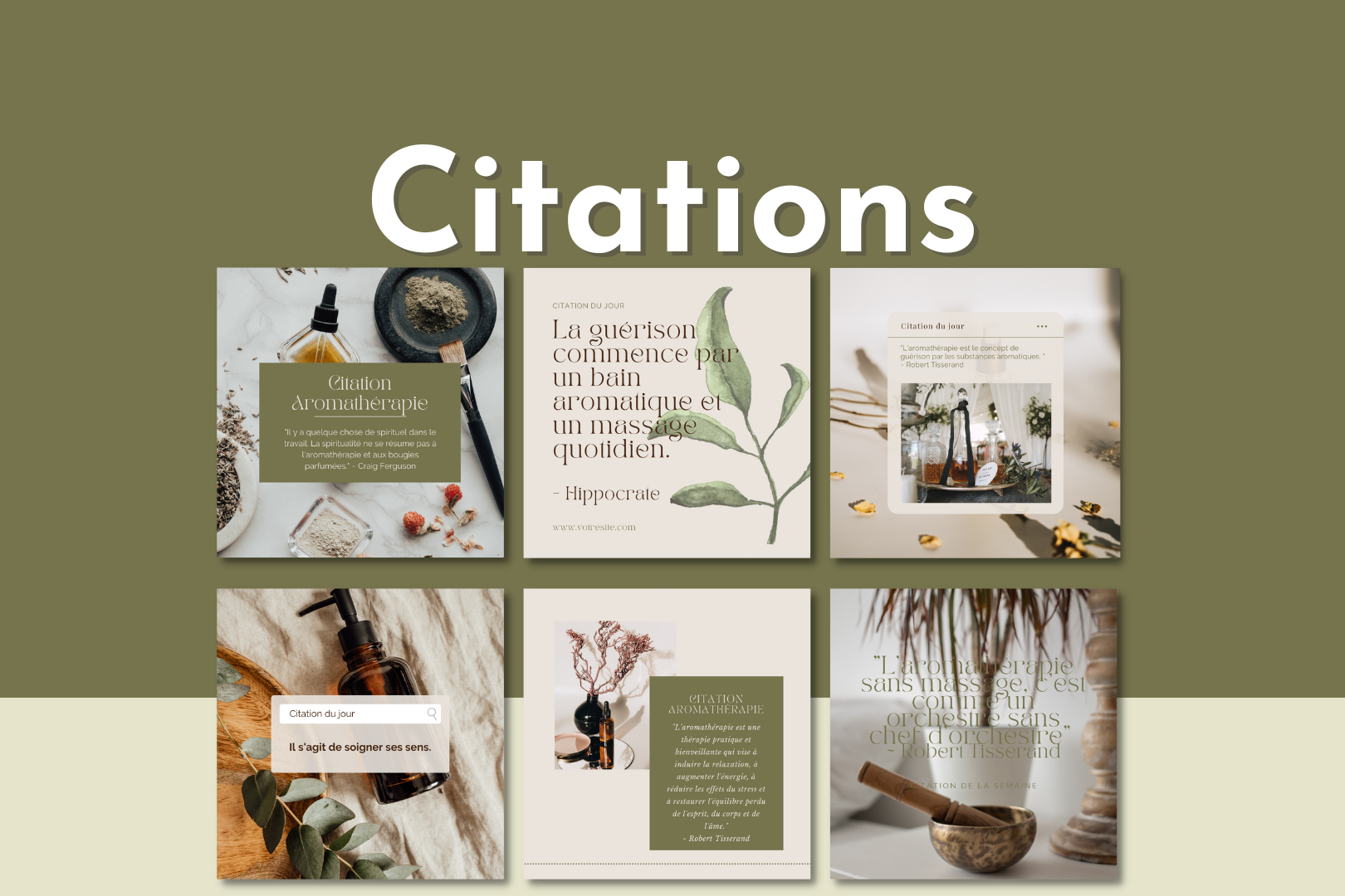 Canva templates pour aromathérapeutes – citations, conseils et stories
