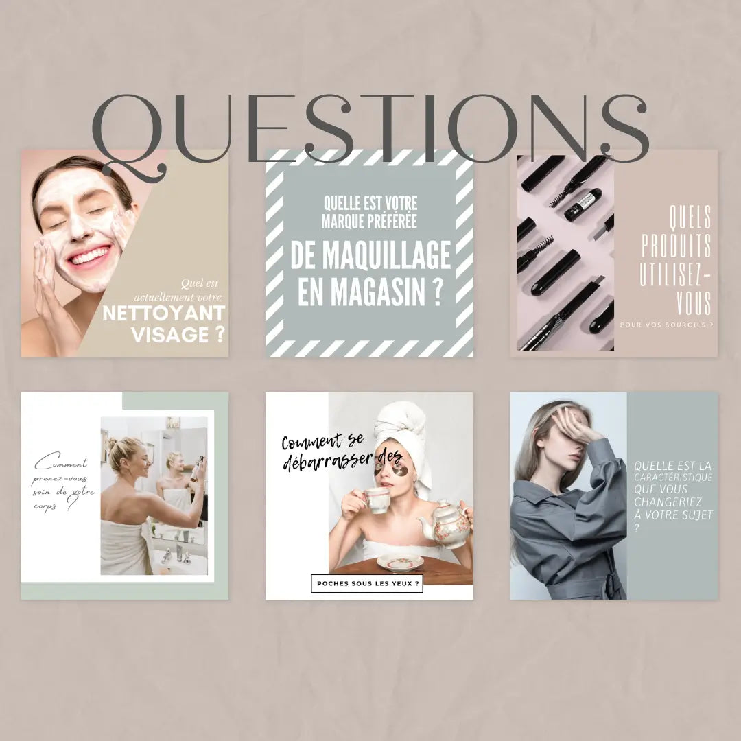Templates Canva pour salon de beauté en français, conçus pour les réseaux sociaux