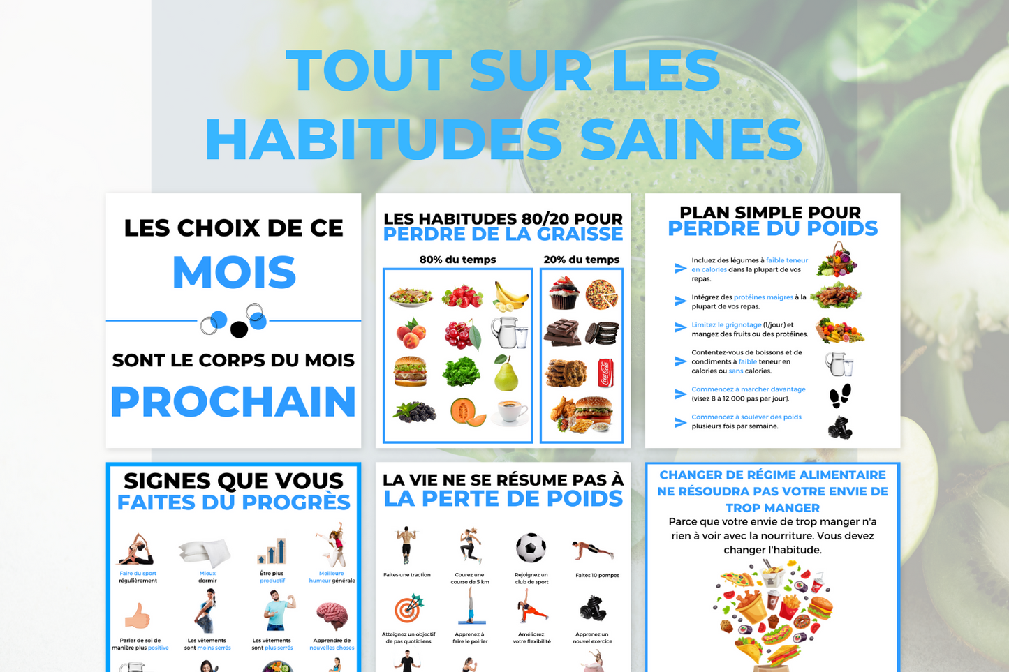 Infographies bien-être francophones – pack prêt à publier pour réseaux sociaux