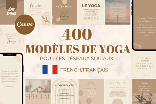 400 modèles yoga en français – templates Canva pour réseaux sociaux