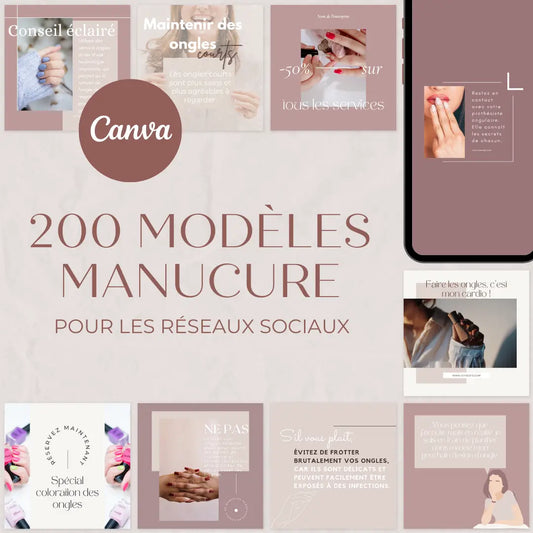 200 modèles manucure en français – templates Canva pour réseaux sociaux