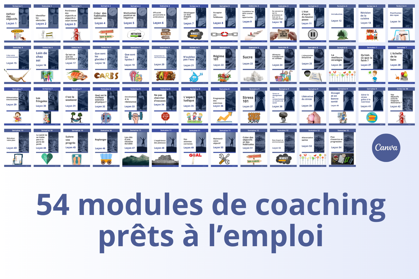 Visuels et contenu coaching – programme modifiable sans compétences design