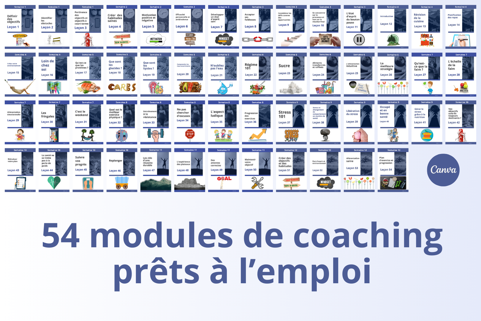 Visuels et contenu coaching – programme modifiable sans compétences design