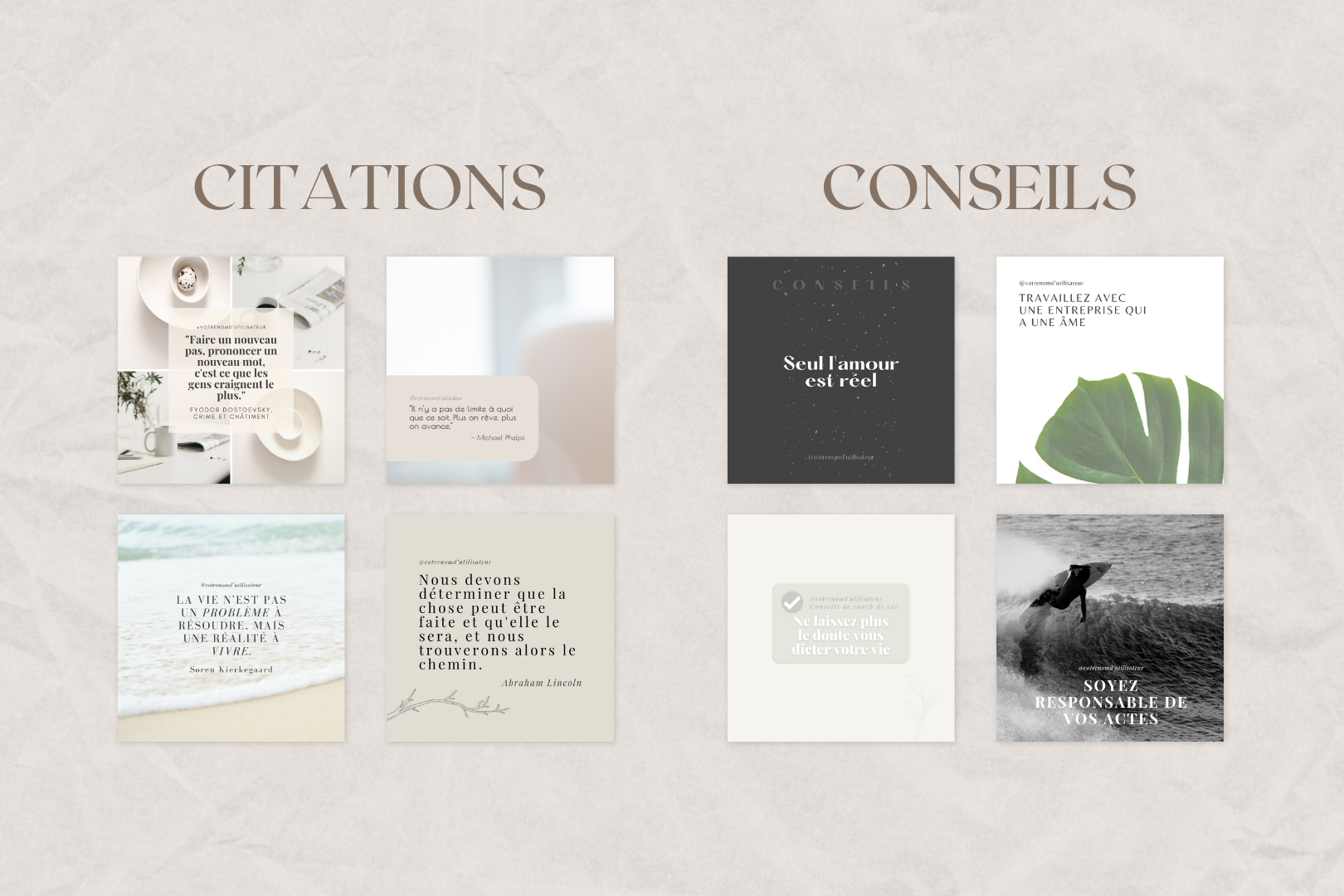 Templates Canva inspiration – questions engageantes et conseils pour bien-être