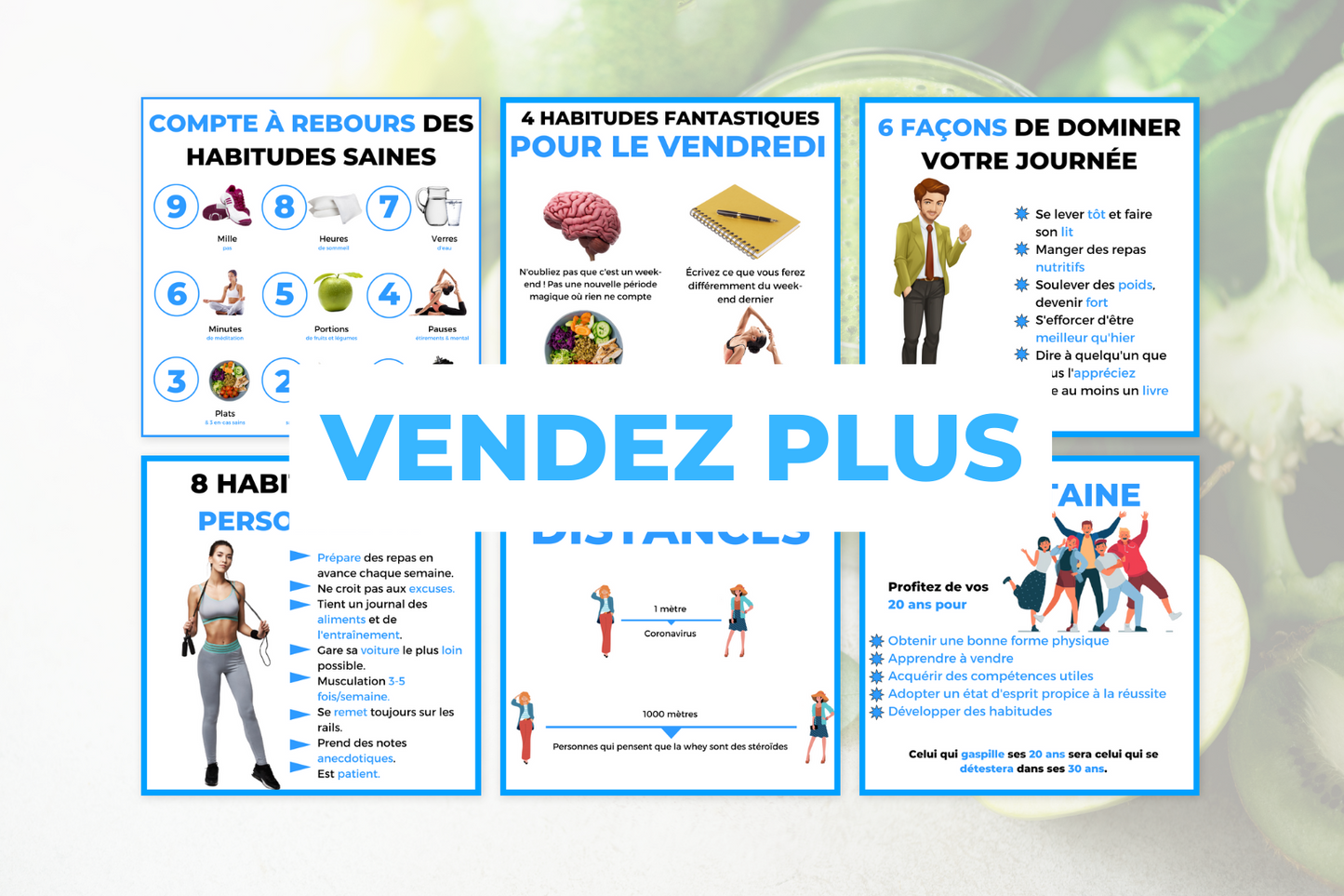 Visuels inspirants pour Instagram – habitudes saines et développement personnel