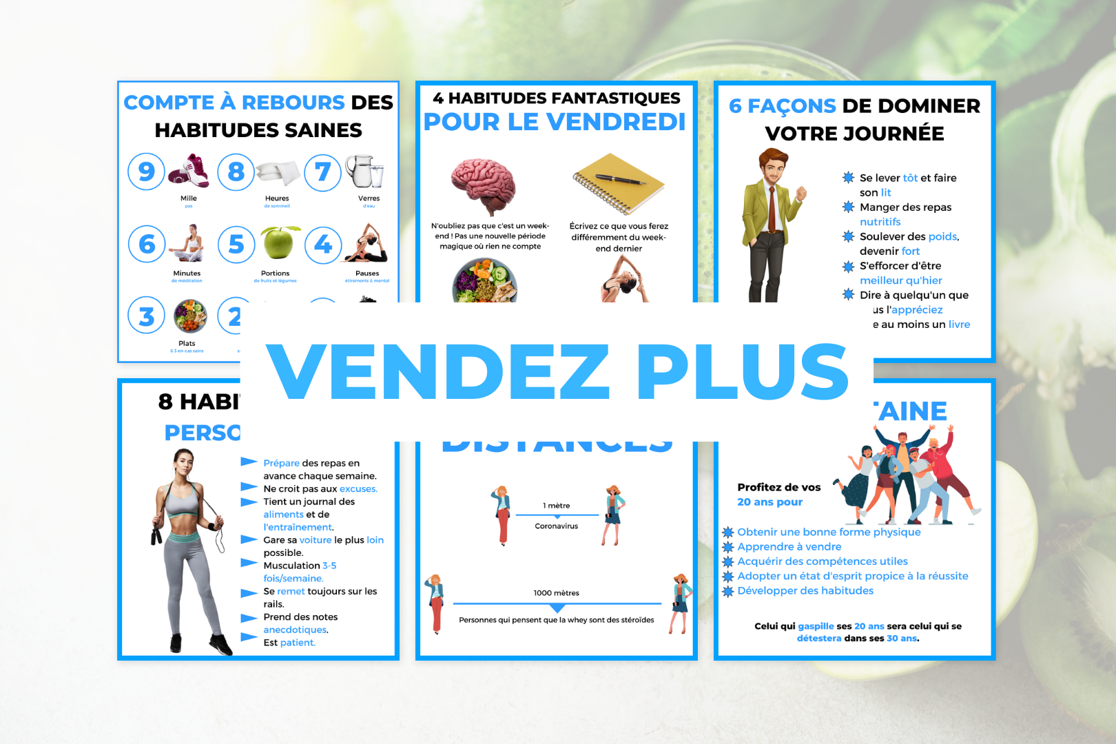 Visuels inspirants pour Instagram – habitudes saines et développement personnel