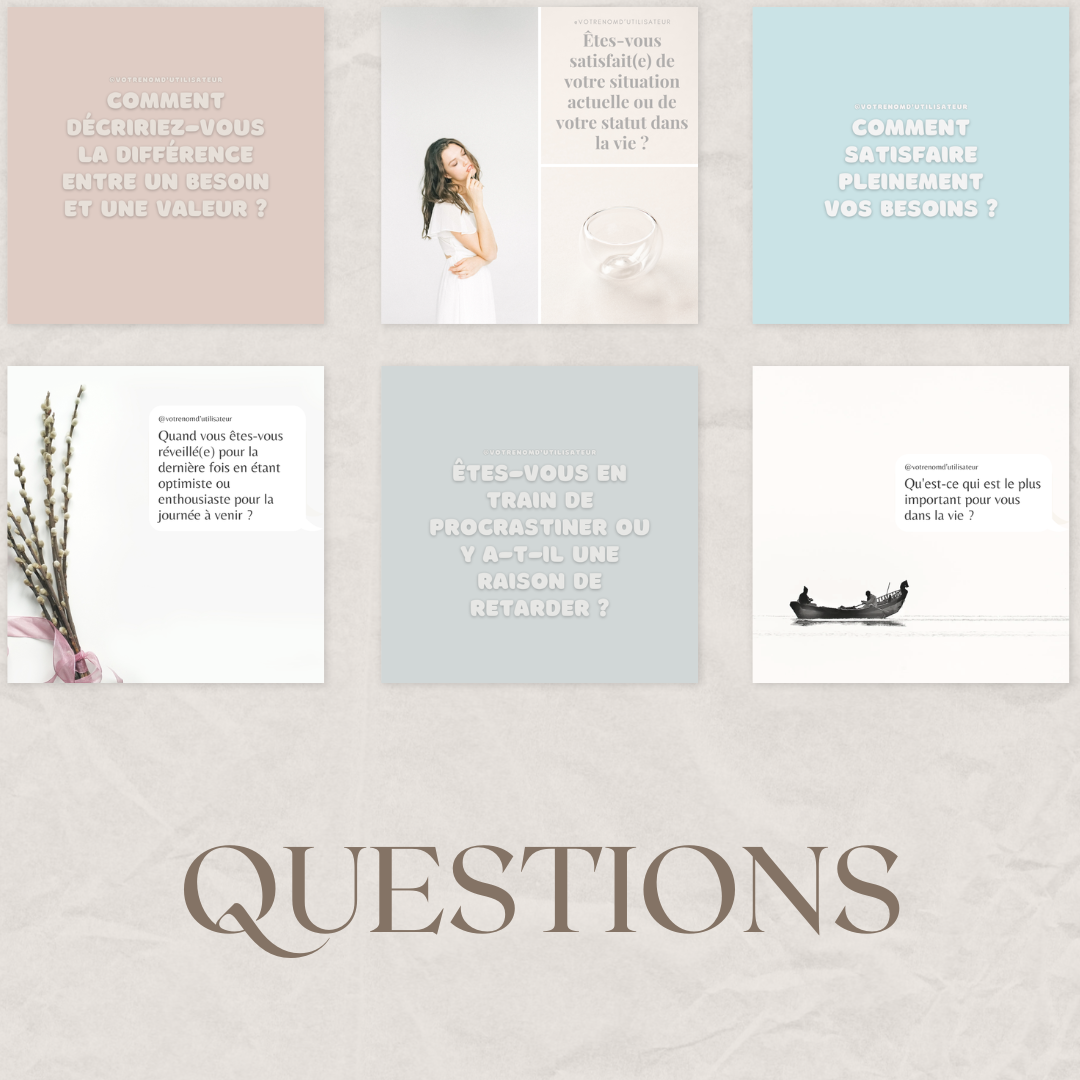 Templates Canva inspiration – questions engageantes et conseils pour bien-être