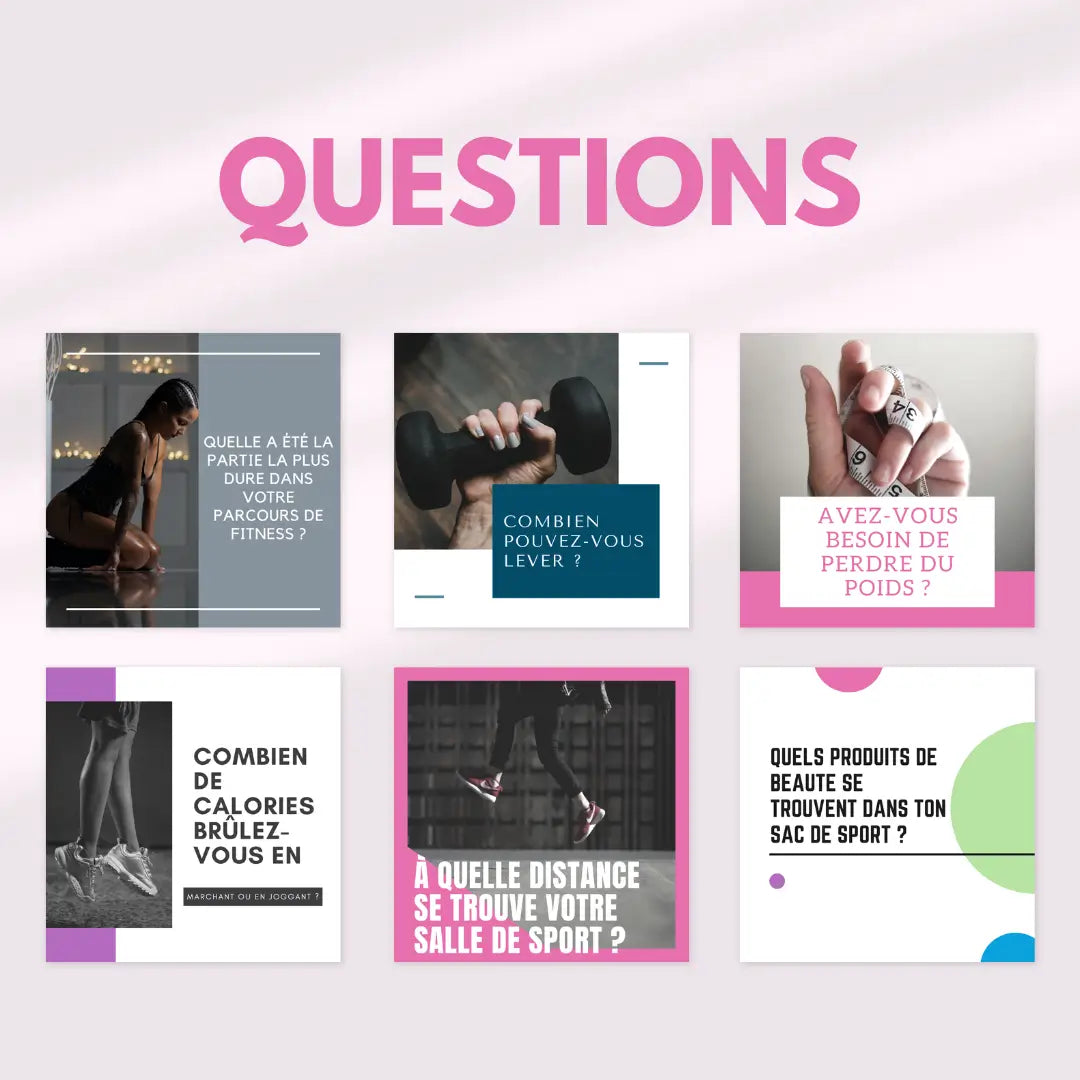 Publication francophone bien-être – pack fitness féminin modifiable dans Canva