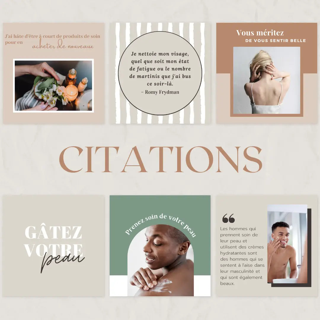 Templates skincare professionnels – publication pour esthéticiennes et marques
