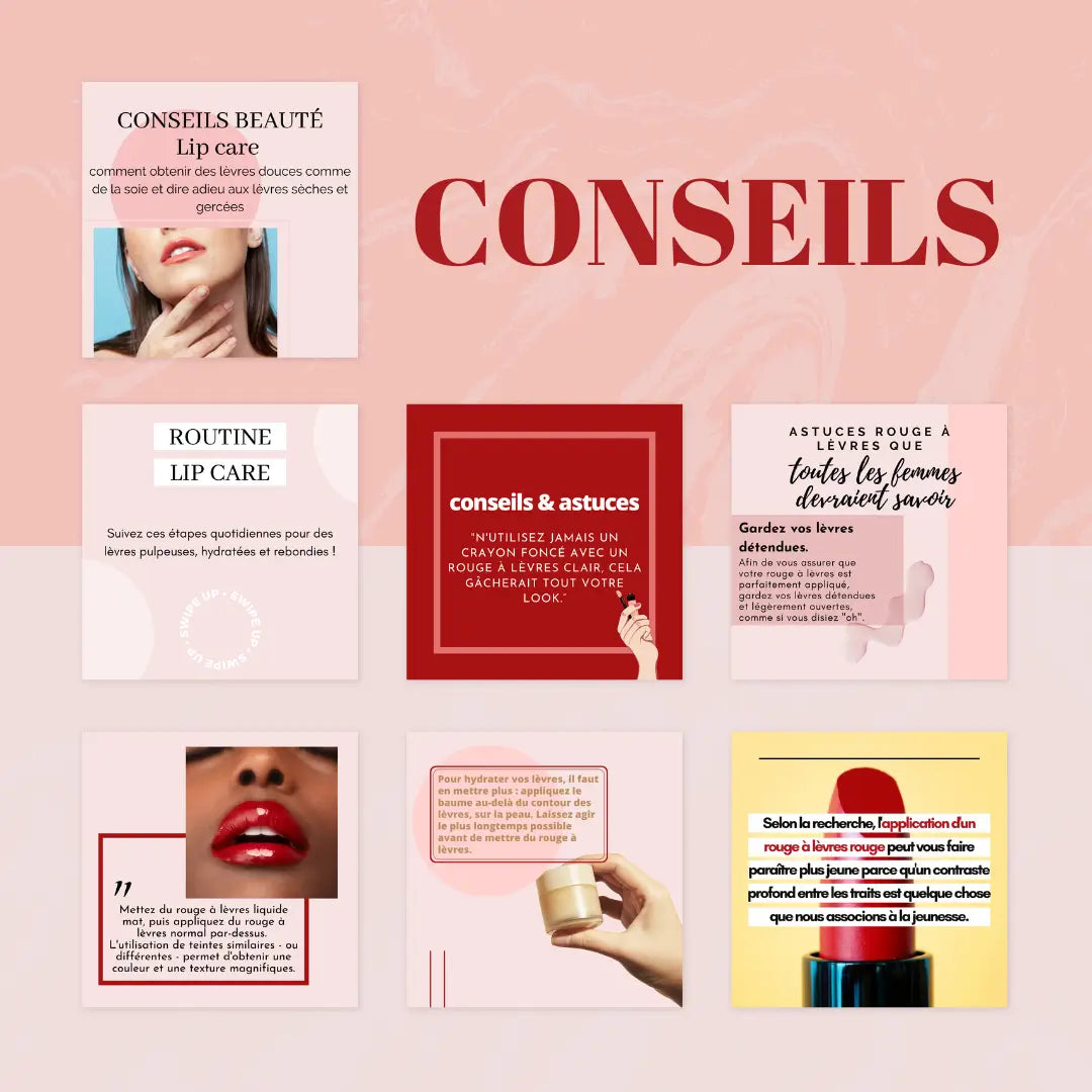 Pack social media maquillage – templates pour marques cosmétiques