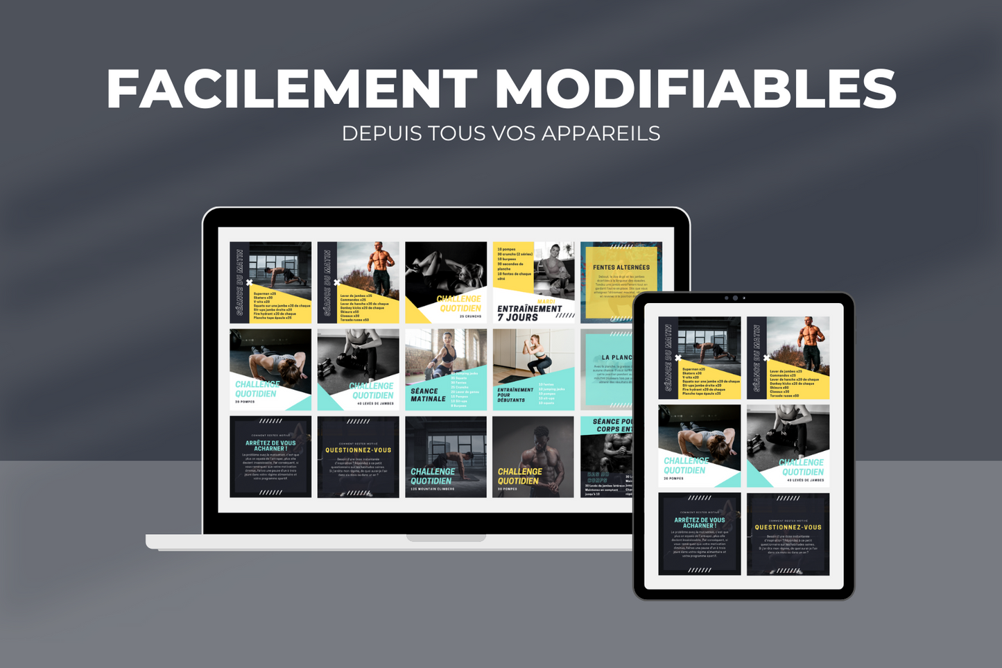 Modèles d’entraînement à domicile – contenu visuel motivationnel