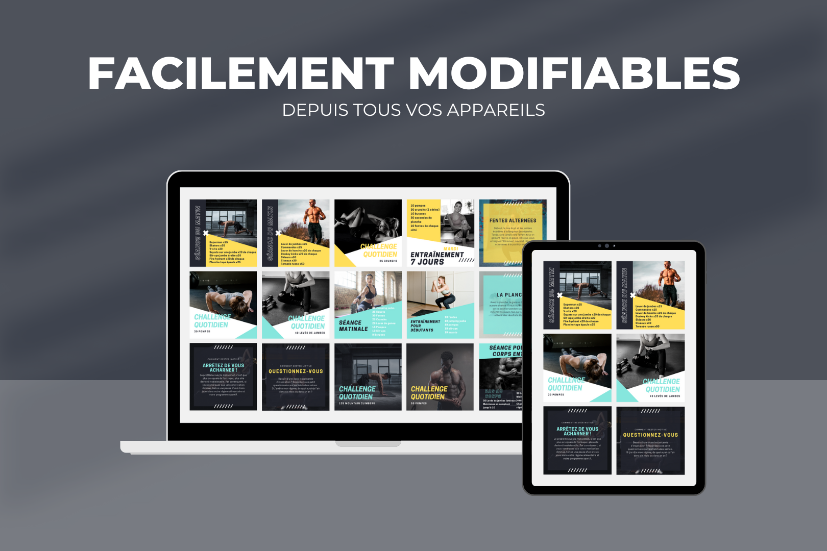 Modèles d’entraînement à domicile – contenu visuel motivationnel