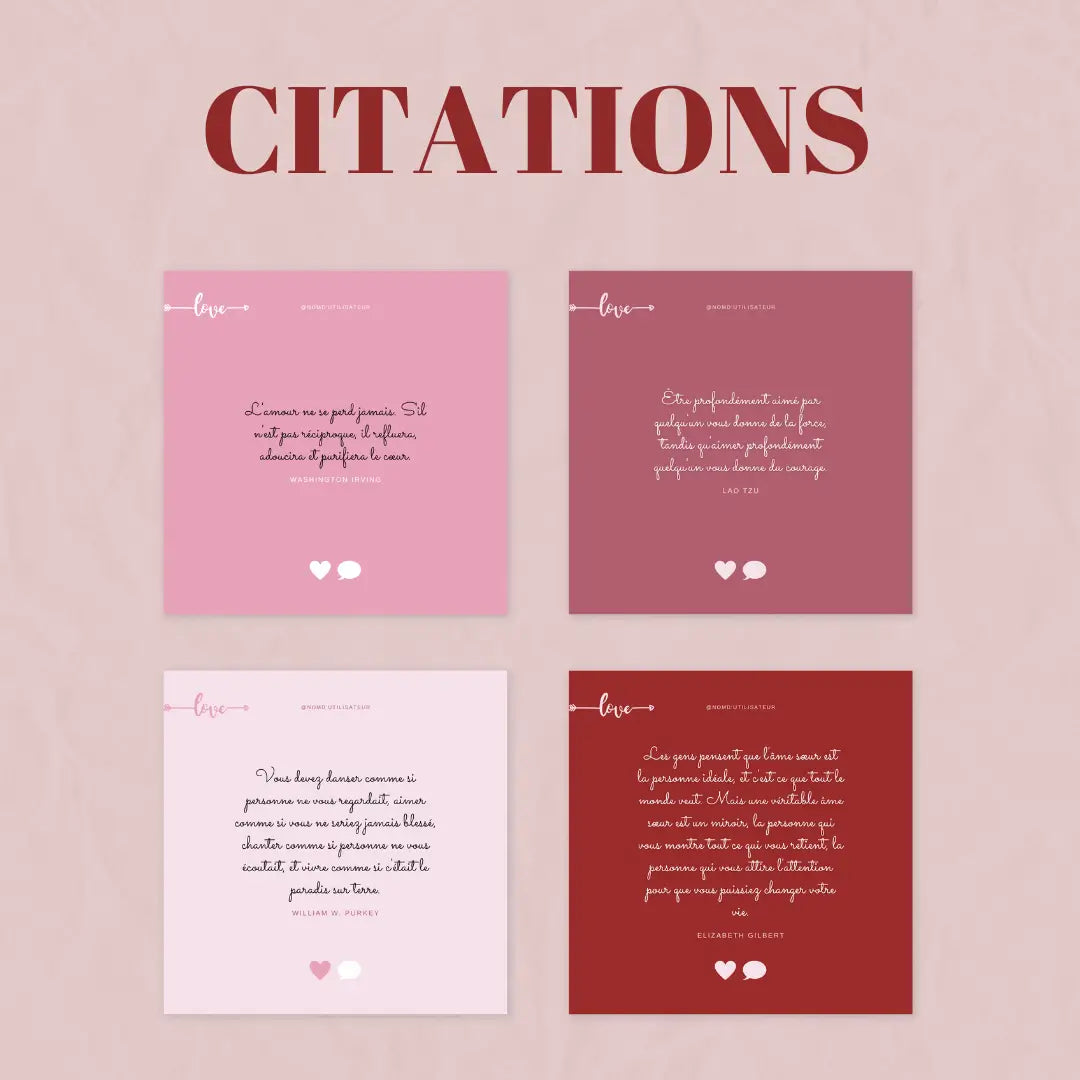 Publication amour & bien-être – contenu relationnel modifiable dans Canva