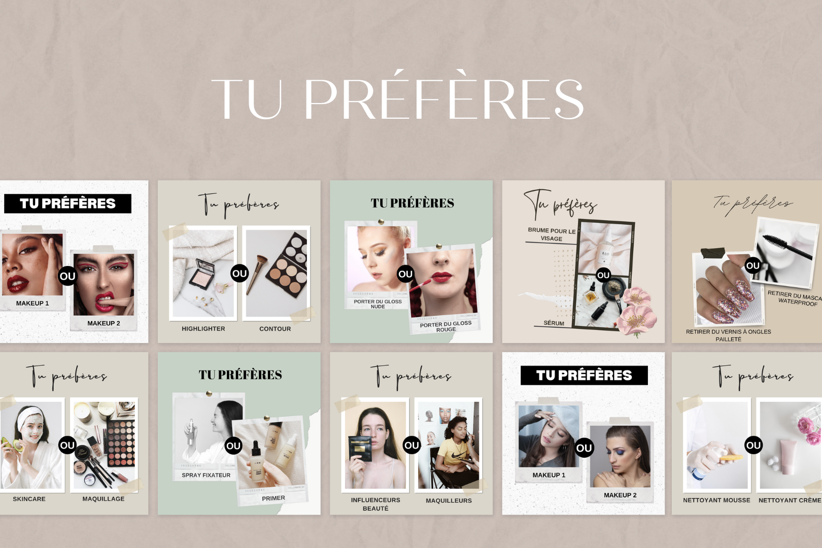 Canva templates francophones – publication beauté pour Facebook et Insta