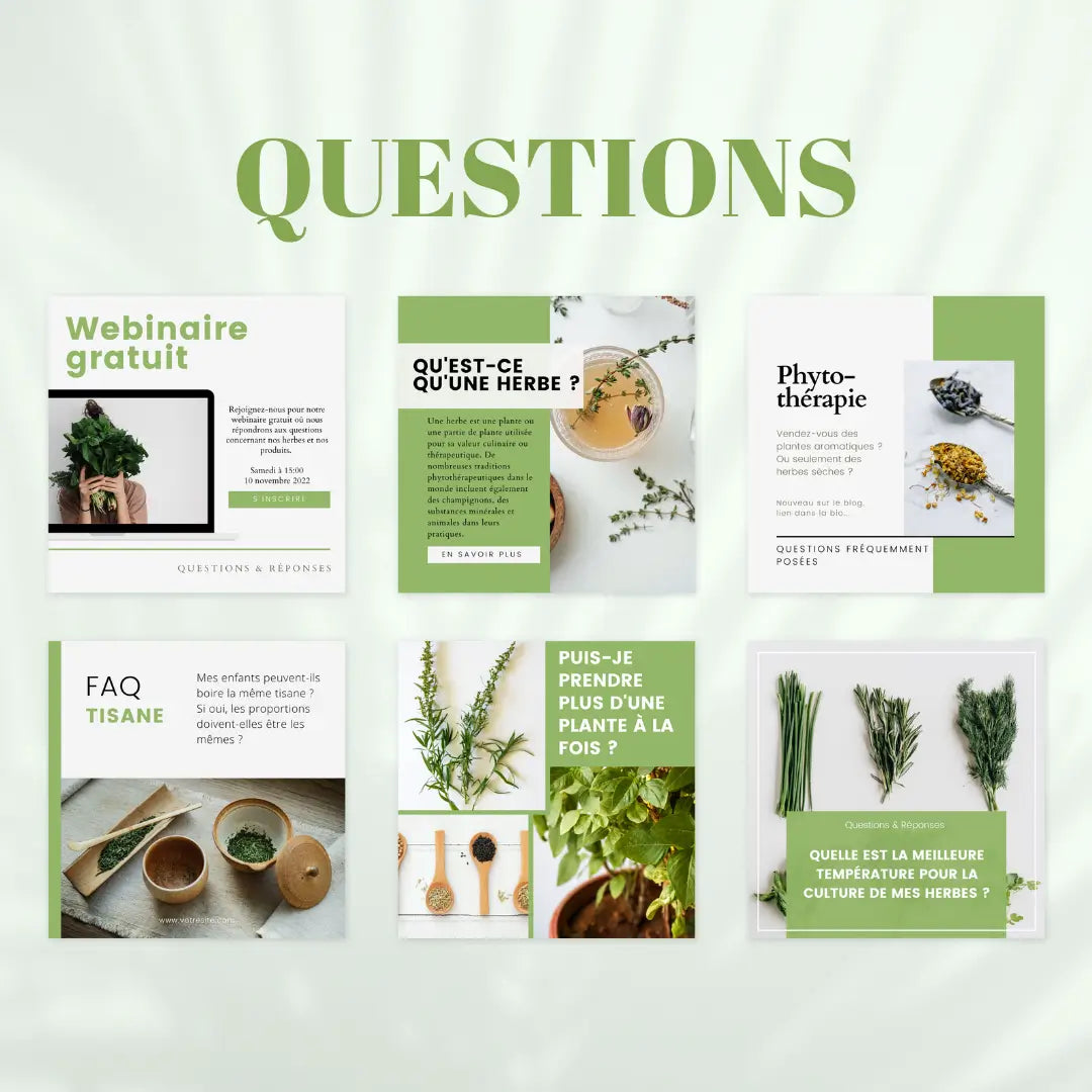 Contenu francophone pour plantes médicinales – pack social media modifiable