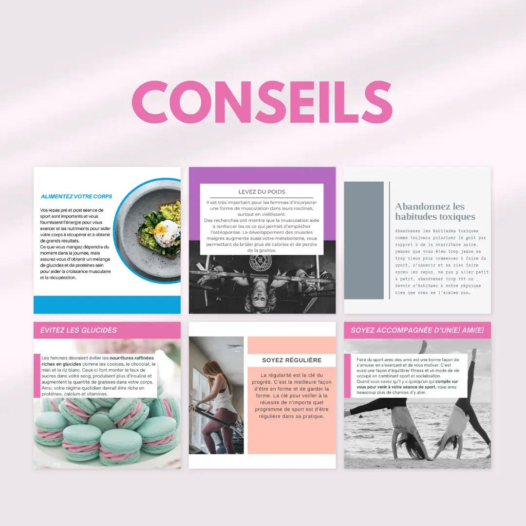 Templates Canva 1080x1080 – visuels féminins pour motivation et engagement