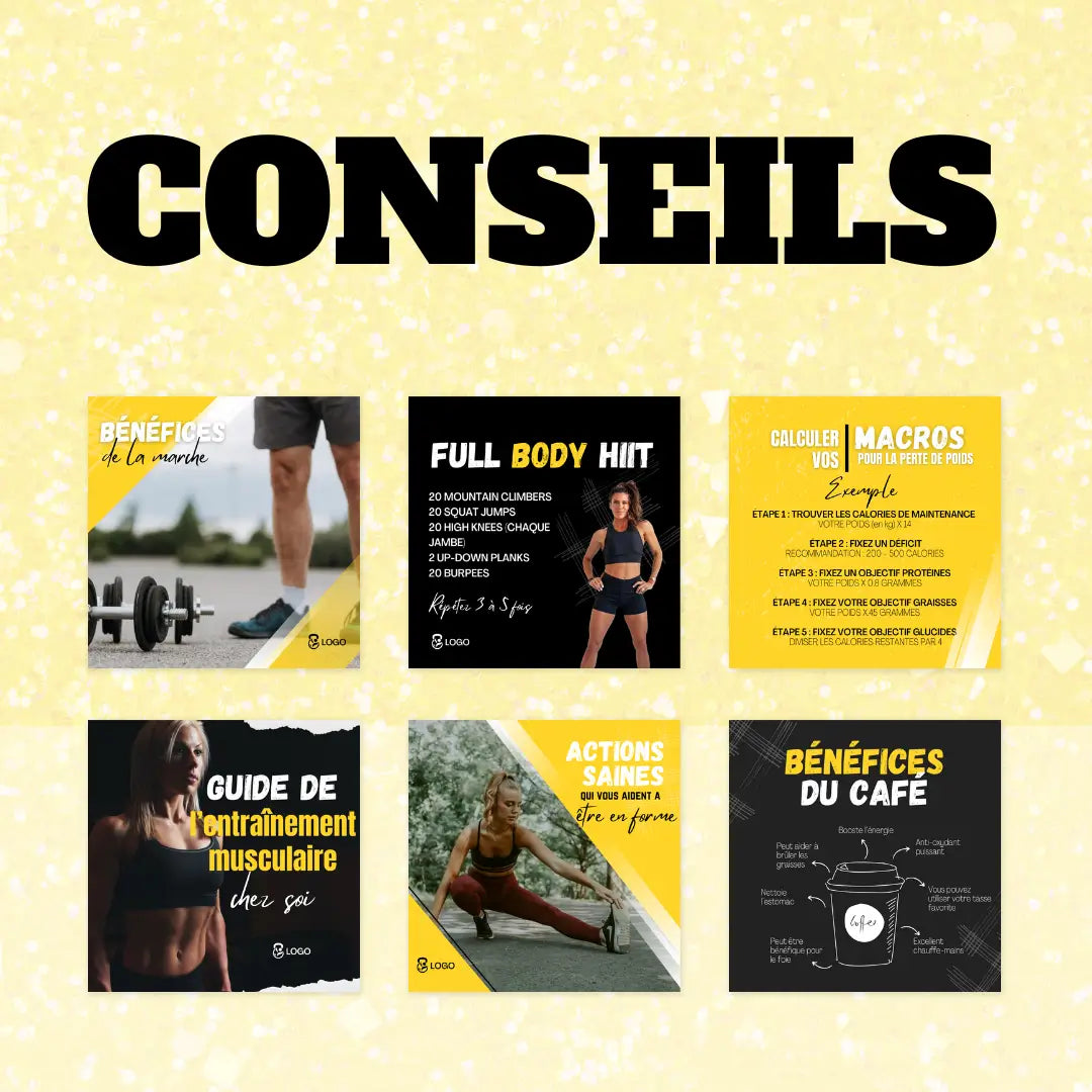 Publication fitness francophone – pack visuel pour entraîneurs et influenceurs