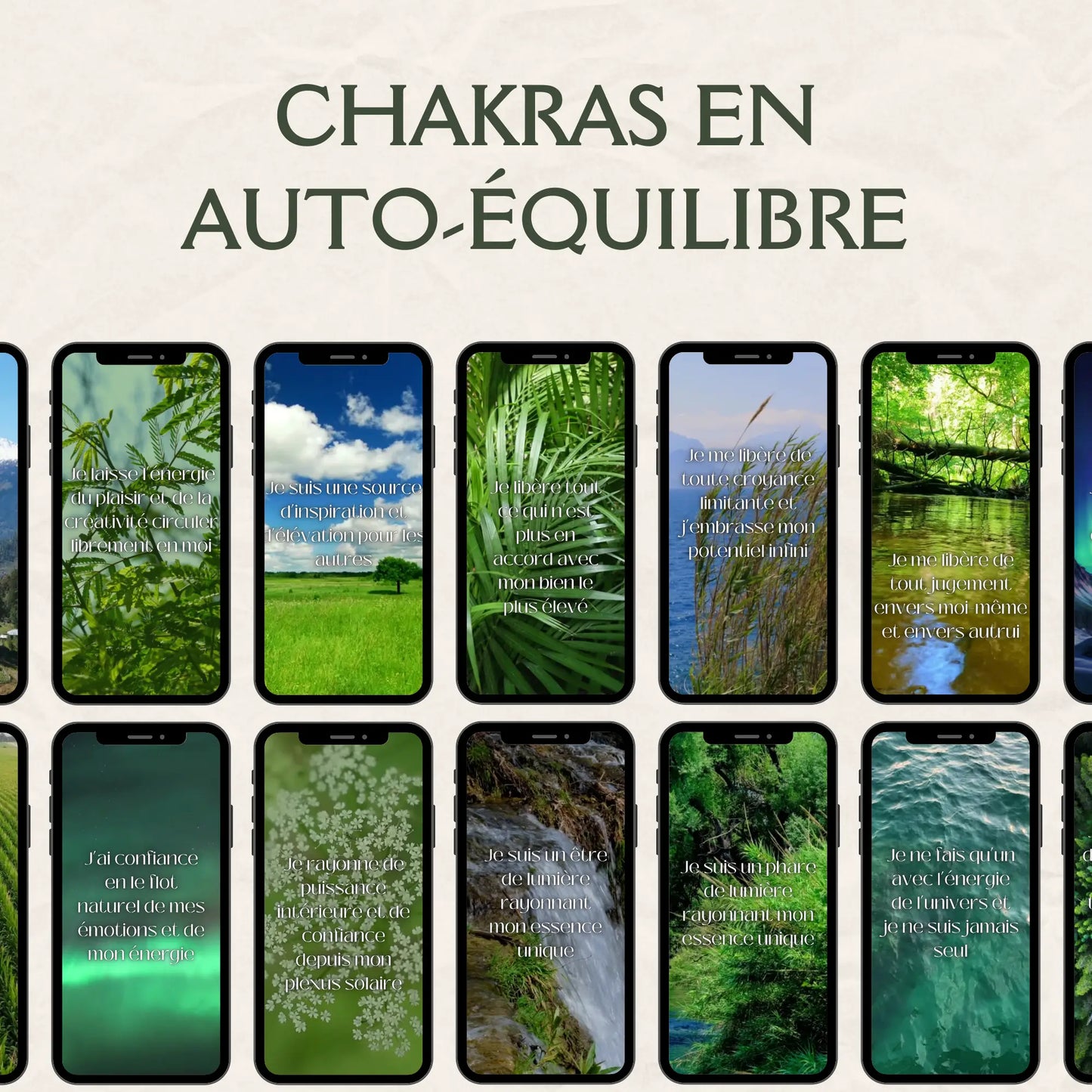 Reels en français sur le thème de la paix intérieure. 120 vidéos prêtes à l’emploi pour les créateurs de contenu spirituel, coachs et professeurs de yoga. Format vertical, sans visage.
