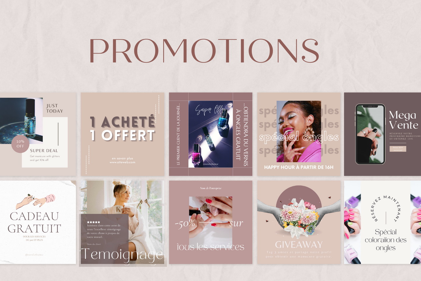 Modèles promotionnels pour salons de manucure – publication Instagram