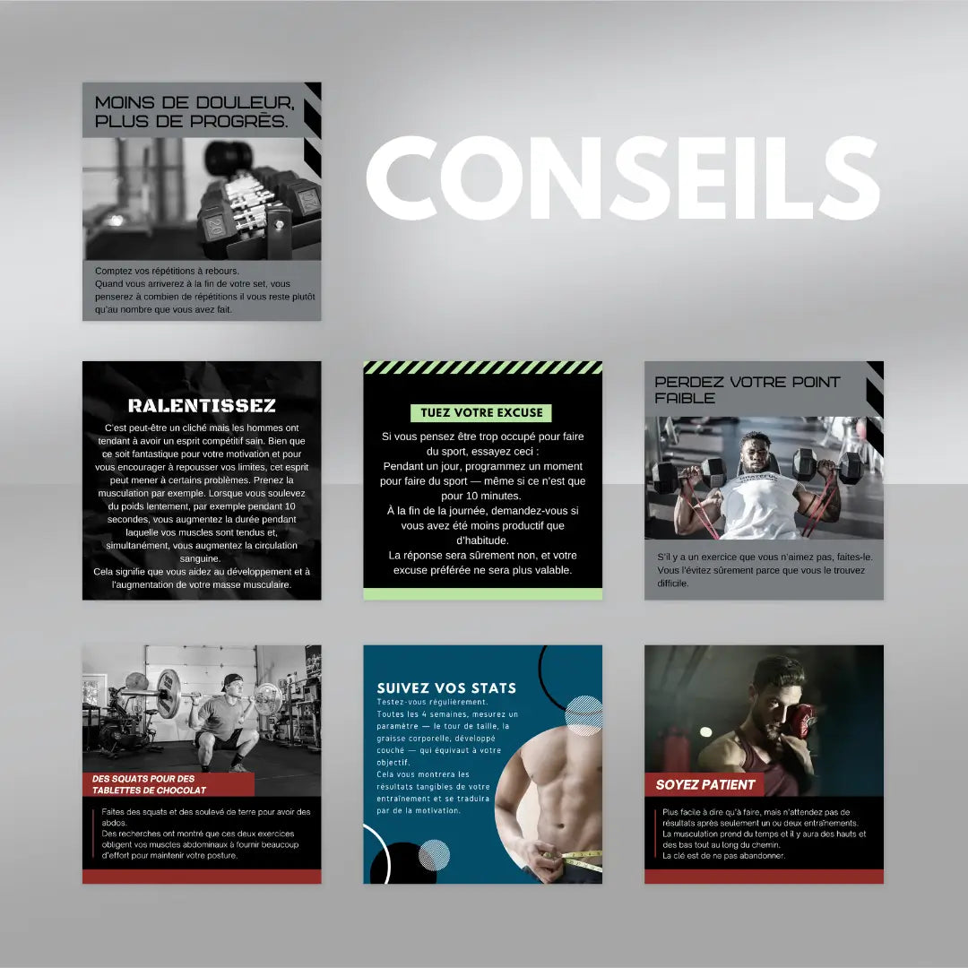Publication francophone fitness – pack pour branding sportif percutant