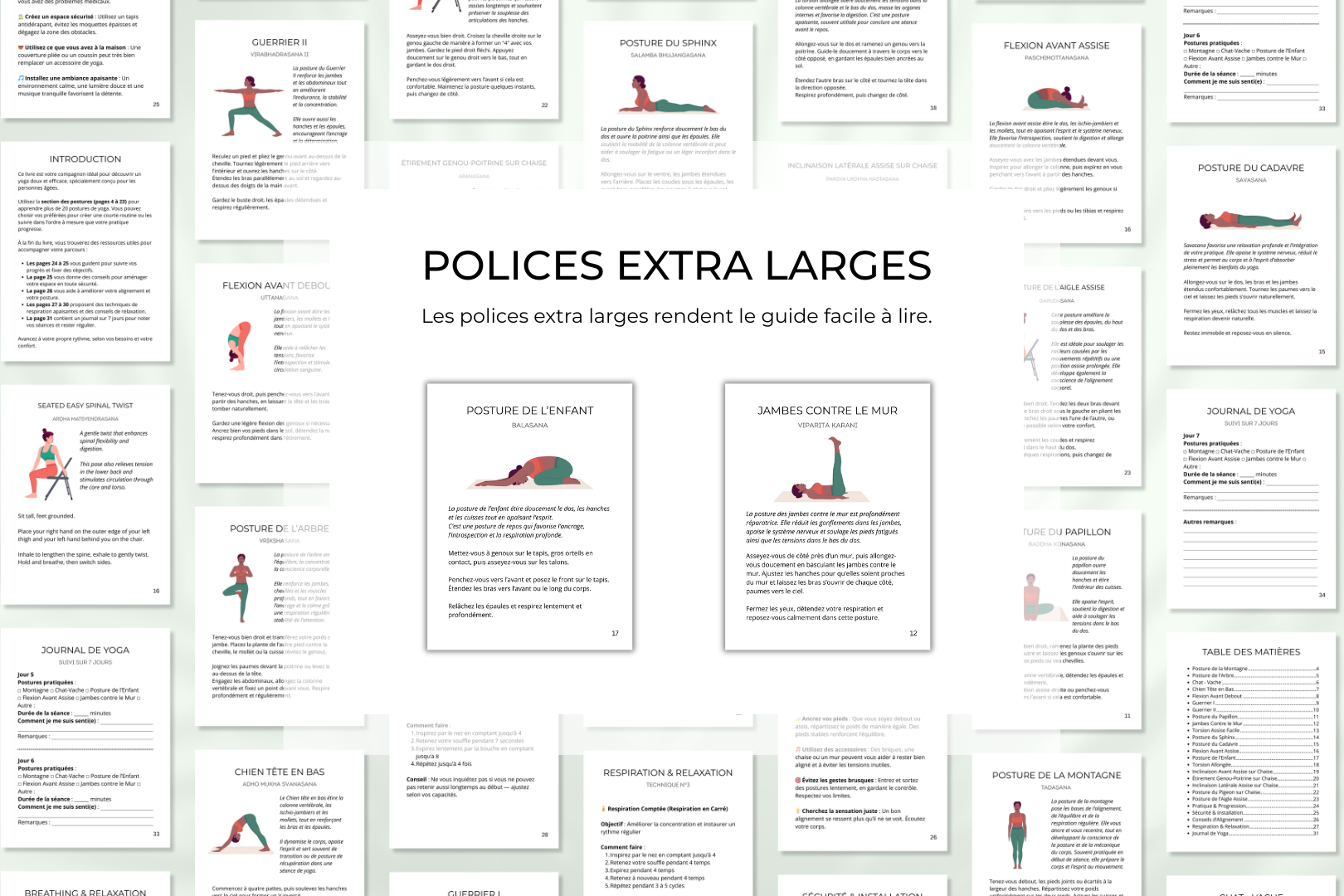PDF yoga senior à télécharger, comprenant postures de yoga, techniques de respiration et programme bien-être à suivre chez soi