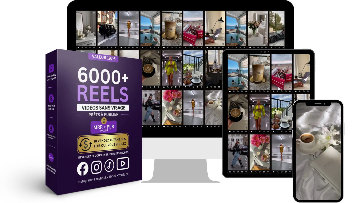 6000+ Reels/Vidéos Esthétiques Sans Visage avec drot de revente (MRR & PLR)