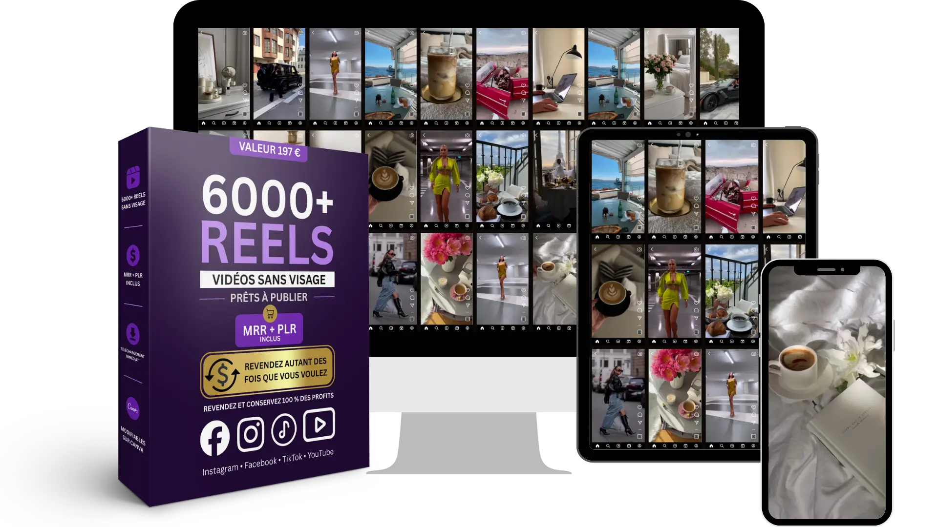 6000+ Reels/Vidéos Esthétiques Sans Visage avec drot de revente (MRR & PLR)