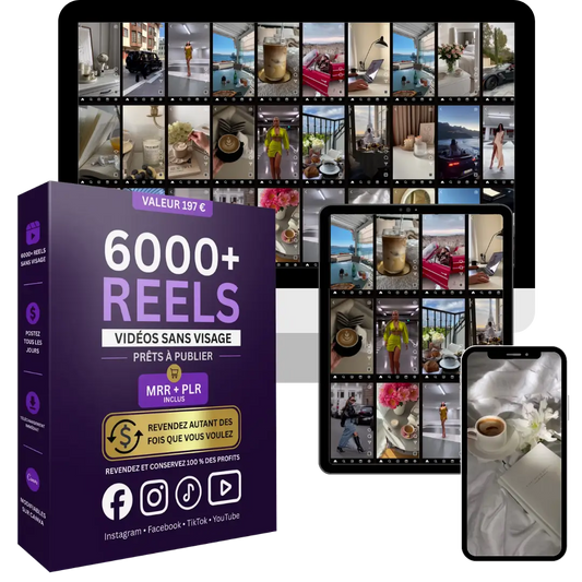 6000 reels/vidéos avec droit de revente PLR/MRR