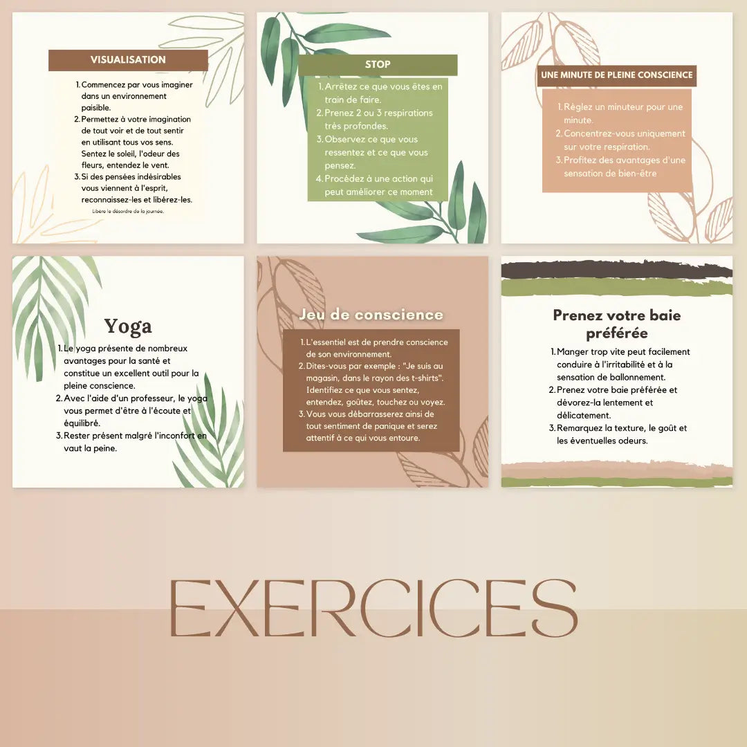 Contenu réseaux sociaux pour praticiens bien-être – mindfulness pack