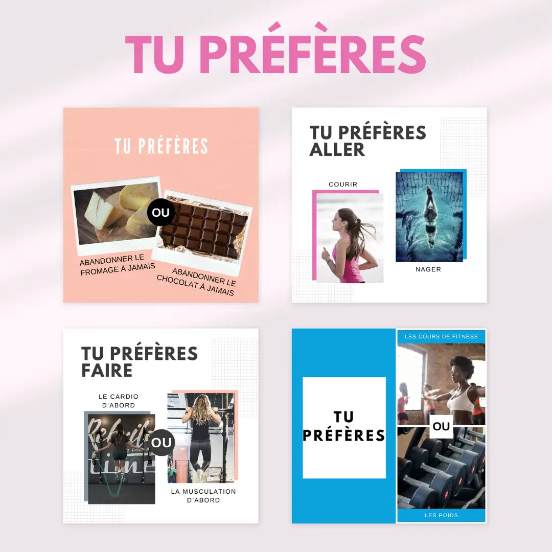 400 Modèles Fitness pour les réseaux sociaux (femmes)