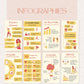 Infographies doux et lumineux – gratitude, joie et bienveillance en images
