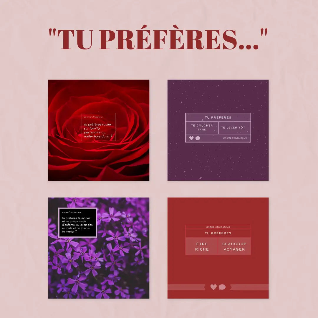 Posts "Tu préfères..." pour les réseaux sociaux (coaching amour)
