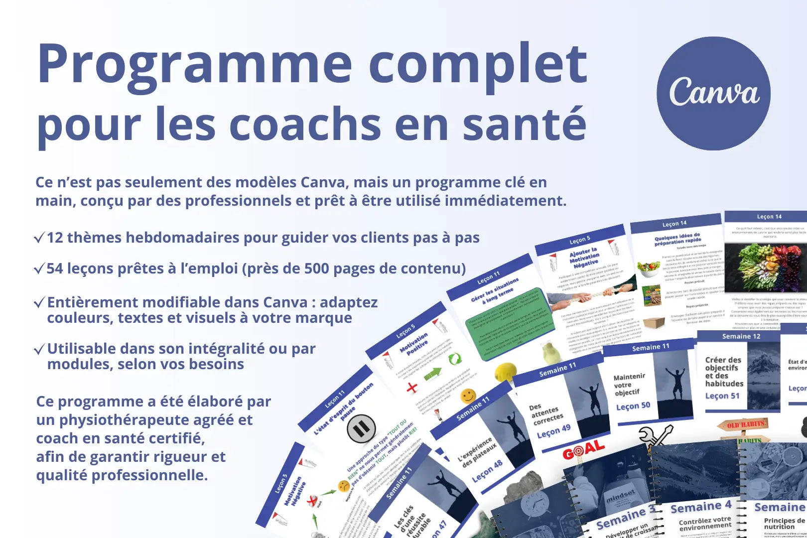 Template Canva cours coaching – visuel structuré pour coachs certifiés