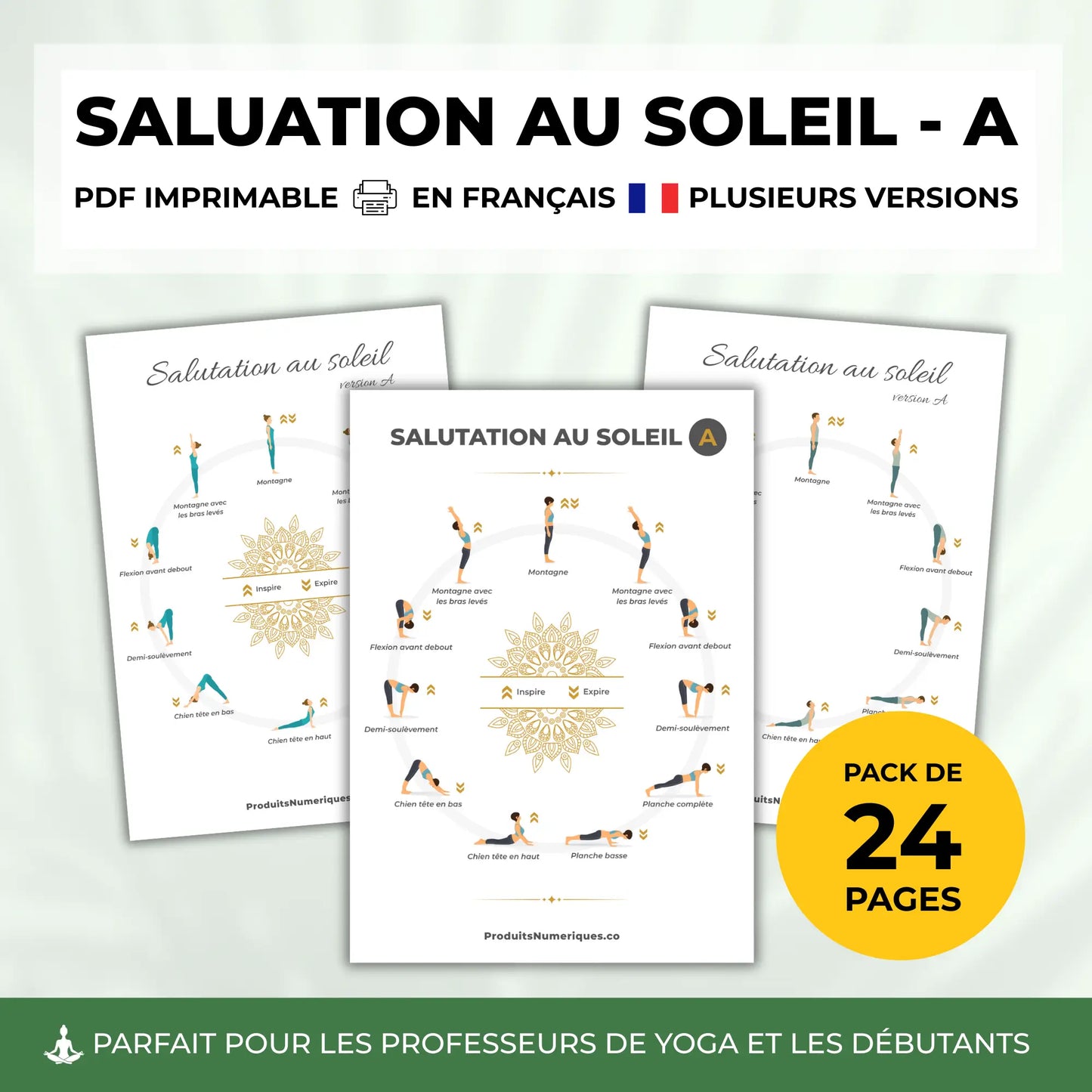 Affiche imprimable Salutation au Soleil A – yoga PDF en français