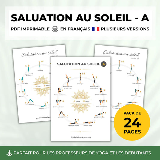 Affiche imprimable Salutation au Soleil A – yoga PDF en français
