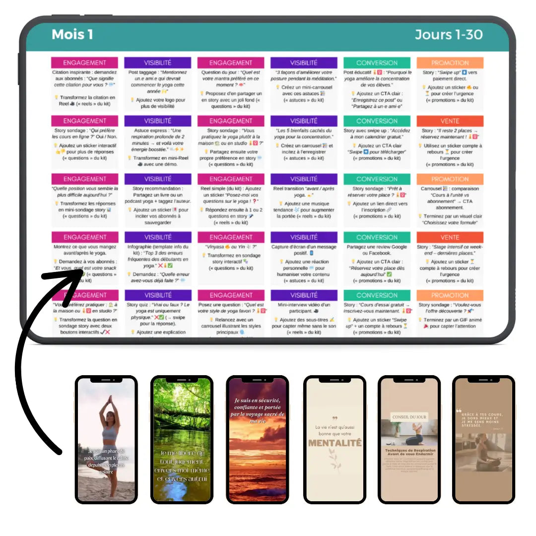 Calendrier Yoga 360 - Kit Stratégie Réseaux Sociaux