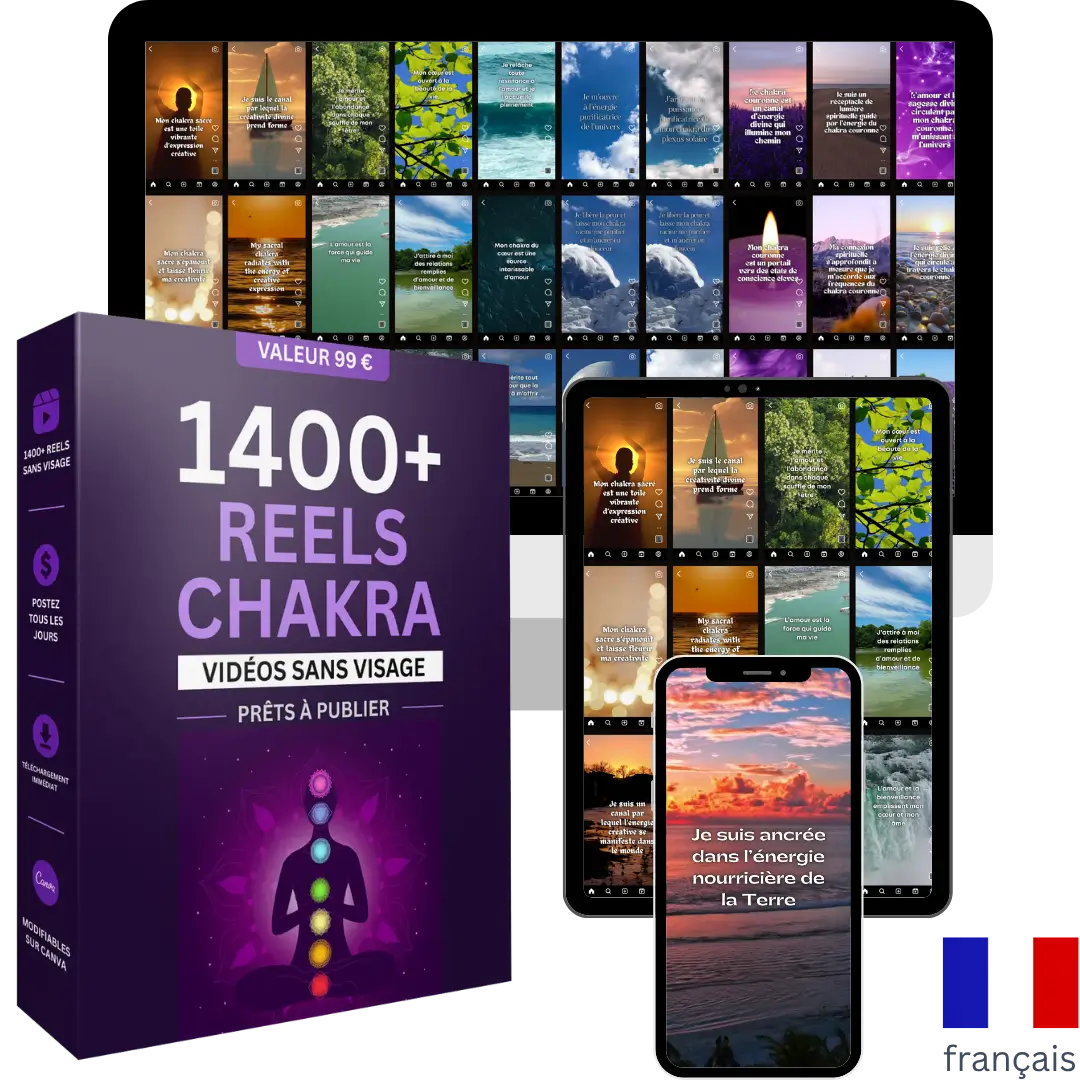 1 400 Chakra Reels / vidéos en français pour les profs de yoga. Par ProduitsNumeriques.co