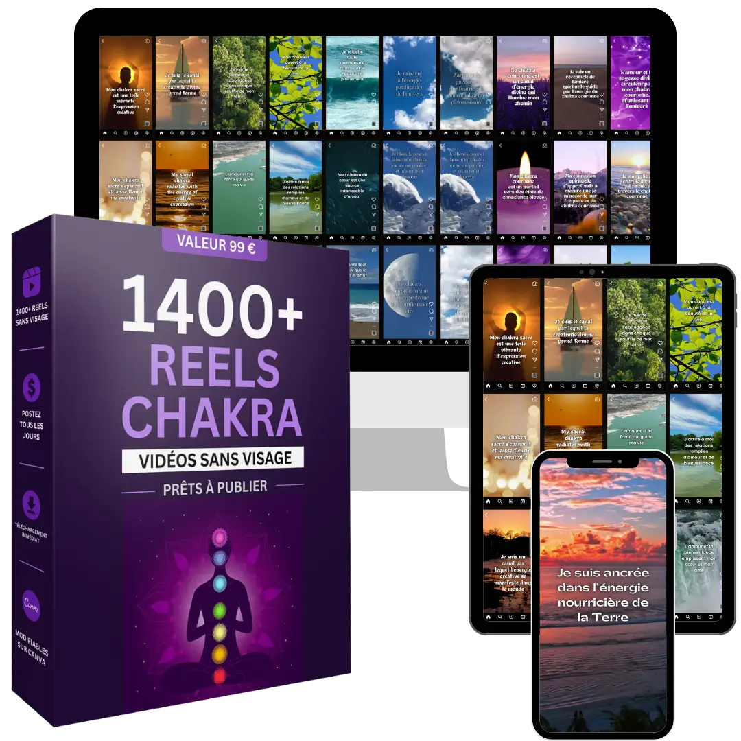 1 400 Chakra Reels / vidéos en français pour les profs de yoga. Par ProduitsNumeriques.co