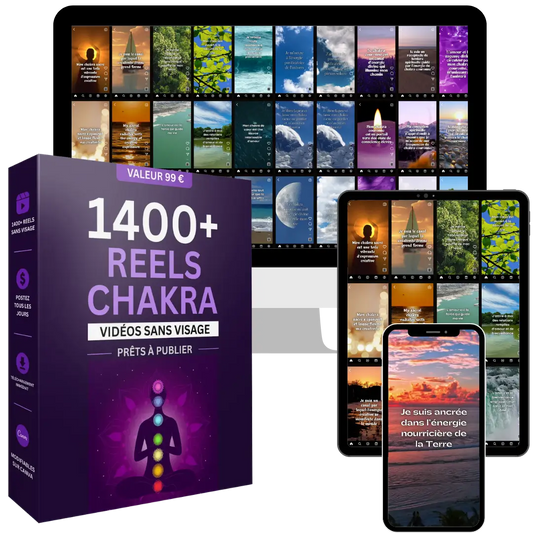 1 400 Chakra Reels / vidéos en français pour les profs de yoga. Par ProduitsNumeriques.co