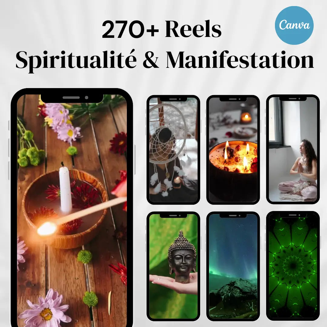 270+ Reels Spiritualité & Manifestation prêts à publier pour Instagram, TikTok, Facebook et Pinterest.