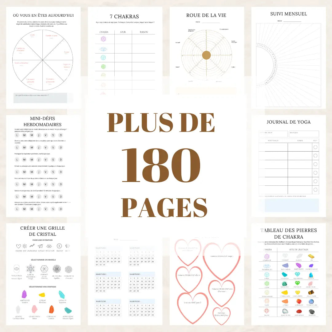 Plus de 180 pages de planning yoga en français